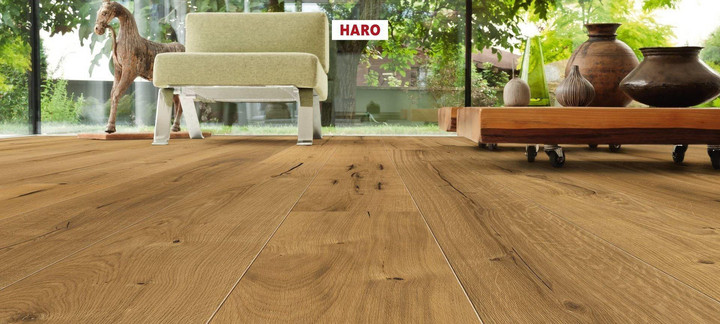 Modernes Wohnzimmer mit schönem Parkettboden