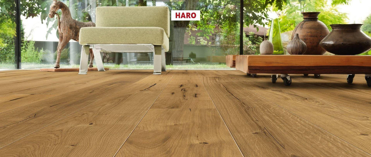 Modernes Wohnzimmer mit schönen Parkettboden von Haro