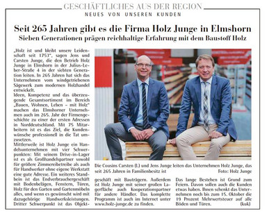 Geschäftsjubiläum bei Holz Junge